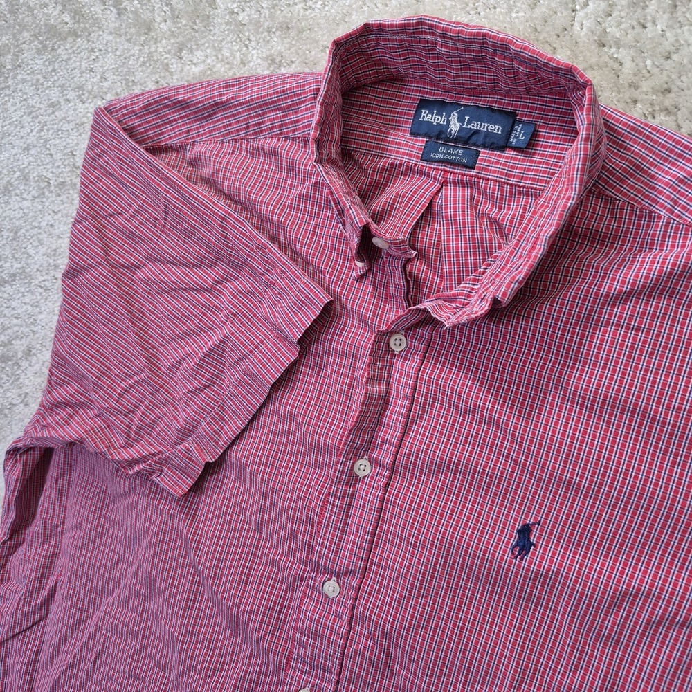 Polo Ralph Lauren Blake Shirt Mens Large Oversized Button Down Red Plaid Camp